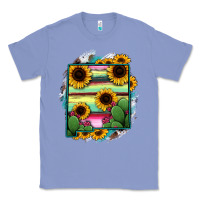 Colony Blue New Mexico Map Sunflower Cactus Serape Classic Tee - RanaPortraitStore