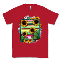 Red New Mexico Map Sunflower Cactus Serape Classic Tee - RanaPortraitStore