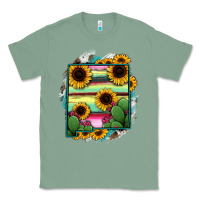 Sage New Mexico Map Sunflower Cactus Serape Classic Tee - RanaPortraitStore