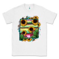 White New Mexico Map Sunflower Cactus Serape Classic Tee - RanaPortraitStore
