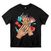 Black Western Nail Art With Nail Material Bbs Heavy Core Tee - BundleAndBundleShop