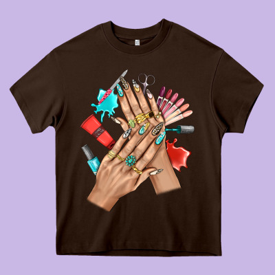 Western Nail Art With Nail Material Bbs Heavy Core Tee Designed By Bundleandbundleshop