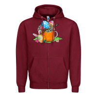 Burgundy Easter Coffee Zipper Hoodie - CowhideDigitalArt