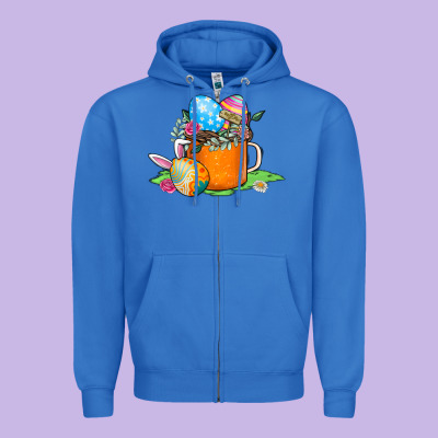 Easter Coffee Zipper Hoodie Designed By Cowhidedigitalart