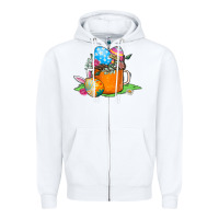 White Easter Coffee Zipper Hoodie - CowhideDigitalArt