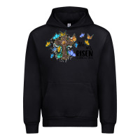Black he is risen matthew 28 6 cross with butterflies cowhide background Urban Hoodie - BarkalooDesign