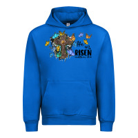 Cobalt he is risen matthew 28 6 cross with butterflies cowhide background Urban Hoodie - BarkalooDesign