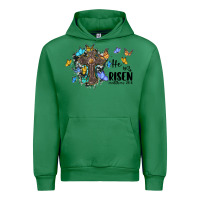 Emerald he is risen matthew 28 6 cross with butterflies cowhide background Urban Hoodie - BarkalooDesign