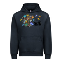 Navy he is risen matthew 28 6 cross with butterflies cowhide background Urban Hoodie - BarkalooDesign