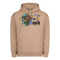 Pigment Burro he is risen matthew 28 6 cross with butterflies cowhide background Urban Hoodie - BarkalooDesign