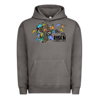 Pigment Tornado he is risen matthew 28 6 cross with butterflies cowhide background Urban Hoodie - BarkalooDesign
