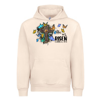 Sandshell he is risen matthew 28 6 cross with butterflies cowhide background Urban Hoodie - BarkalooDesign