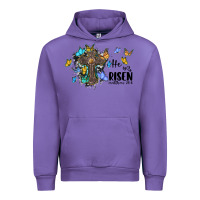 Tulip he is risen matthew 28 6 cross with butterflies cowhide background Urban Hoodie - BarkalooDesign