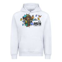 White he is risen matthew 28 6 cross with butterflies cowhide background Urban Hoodie - BarkalooDesign