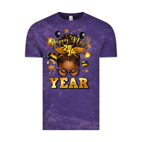 Cloud Purple happy new year afro messy bun Vintage Tee - texasbilliewilder