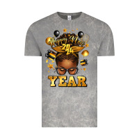 Happy New Year Afro Messy Bun Vintage Tee | Teevron