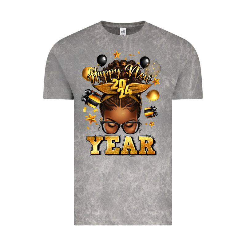 Happy New Year Afro Messy Bun Vintage Tee by texasbilliewilder | Teevron