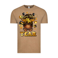 Vintage Coffee happy new year afro messy bun Vintage Tee - texasbilliewilder