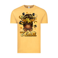 Vintage Mustard happy new year afro messy bun Vintage Tee - texasbilliewilder