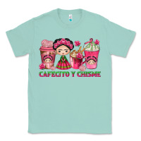Seafoam cafecito y chisme with coffee cups Classic Tee - texasbilliewilder