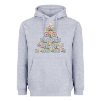 Heather Grey bicycle christmas tree funny biker bicyclist xmas for family long slee Heavyweight Hoodie - lanVoArt