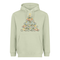Matcha bicycle christmas tree funny biker bicyclist xmas for family long slee Heavyweight Hoodie - lanVoArt