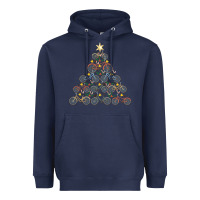 Navy bicycle christmas tree funny biker bicyclist xmas for family long slee Heavyweight Hoodie - lanVoArt