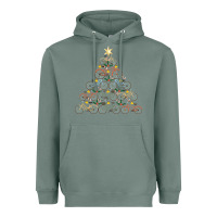 Sage bicycle christmas tree funny biker bicyclist xmas for family long slee Heavyweight Hoodie - lanVoArt