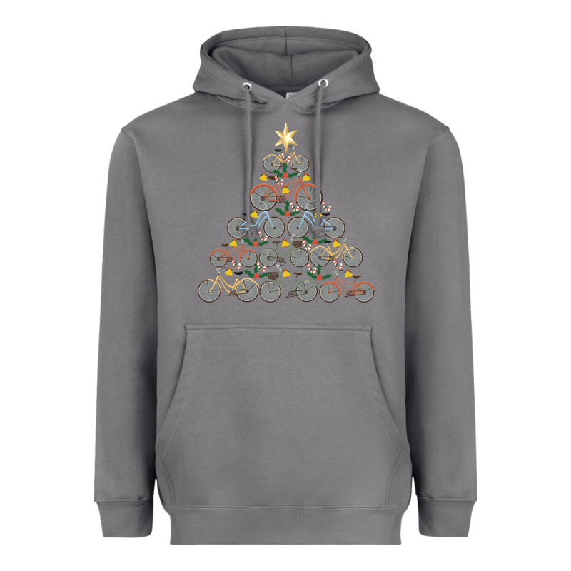 Bicycle Christmas Tree Funny Biker Bicyclist Xmas For Family Long Slee Heavyweight Hoodie by lanVoArt | Teevron