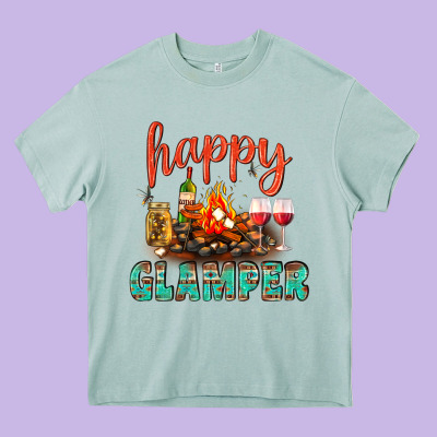Happy Glamper Camp Heavy Core Tee Designed By Bundleandbundleshop