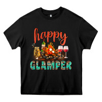 Black Happy Glamper Camp Heavy Core Tee - BundleAndBundleShop