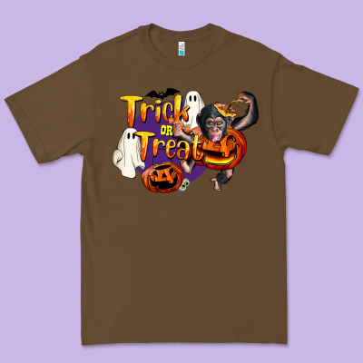 Trick Or Treat Chimpanzee Premium Tee Designed By Lillyallendesigns