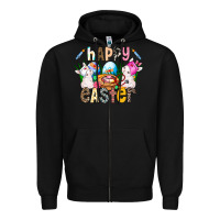 Black Happy Easter Zipper Hoodie - CowhideDigitalArt