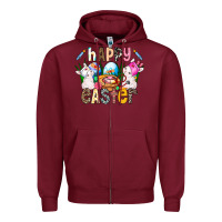 Burgundy Happy Easter Zipper Hoodie - CowhideDigitalArt
