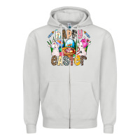 Dove Grey Happy Easter Zipper Hoodie - CowhideDigitalArt