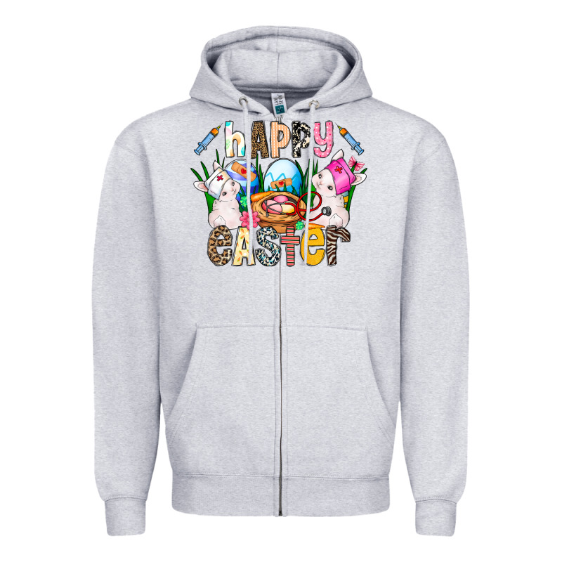 Happy Easter Zipper Hoodie by CowhideDigitalArt | Teevron