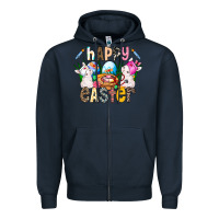 Navy Happy Easter Zipper Hoodie - CowhideDigitalArt
