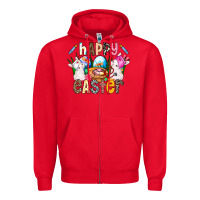 Red Happy Easter Zipper Hoodie - CowhideDigitalArt
