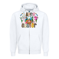 White Happy Easter Zipper Hoodie - CowhideDigitalArt