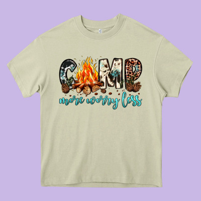 Camp More Worry Less Heavy Core Tee Designed By Jahusdesignshop