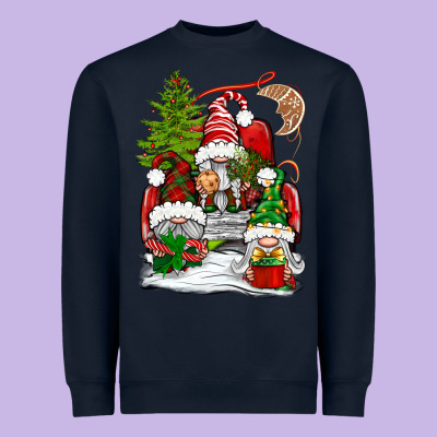Christmas Gnome Truck Heavyweight Sweatshirt Designed By Bundleandbundleshop