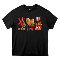 Black Peace Love Wine Heavy Core Tee - BundleAndBundleShop