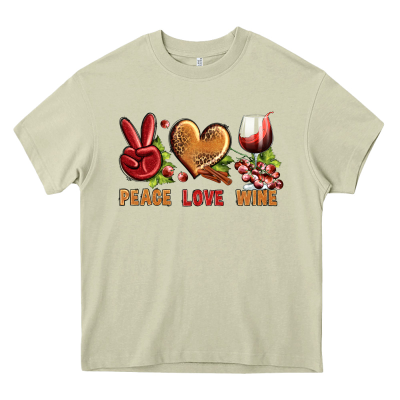 Peace Love Wine Heavy Core Tee by BundleAndBundleShop | Teevron