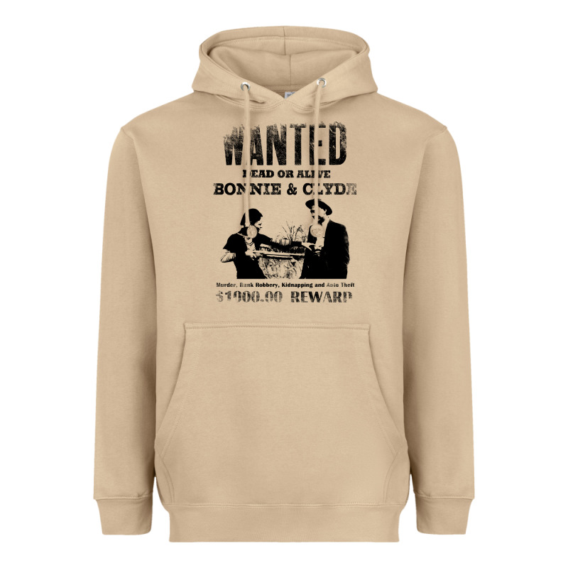 Wanted Bonnie And Clyde, Distressed Heavyweight Hoodie by lanVoArt | Teevron