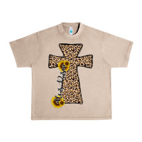 French Oak he is risen leopard cross Urban Heavy Tee - JahusDesignShop