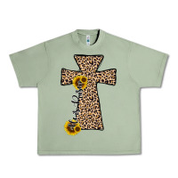 Oil Green he is risen leopard cross Urban Heavy Tee - JahusDesignShop