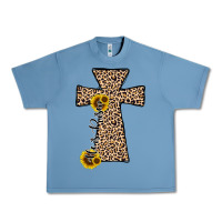Pebble Blue he is risen leopard cross Urban Heavy Tee - JahusDesignShop