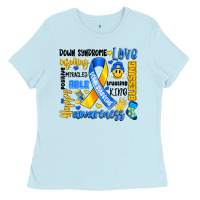 Baby Blue down syndrome awareness typography Ladies Tee - Artiststas