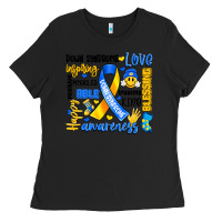 Black down syndrome awareness typography Ladies Tee - Artiststas