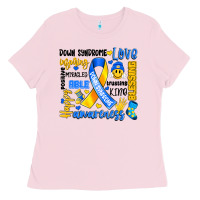 Bubblegum Pink down syndrome awareness typography Ladies Tee - Artiststas